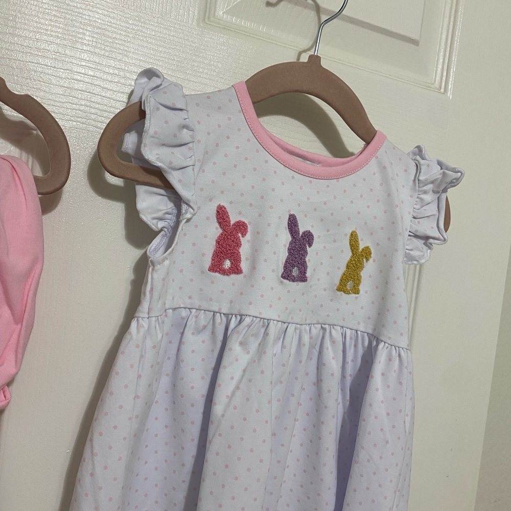 NWT trio of bunnies romper set WILL SHIP ASAP perfect for EASTER!